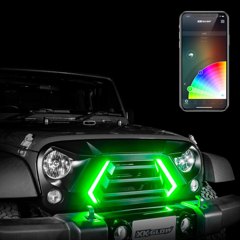 XKGLOW JK Wrangler XKCHROME LED Grill Kit (Dual Mode) - XK-GRILL-JK1-DM