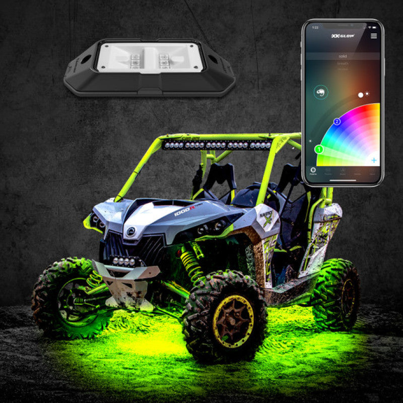 XKGLOW Rock Light w/ XKchrome App Controlled Bluetooth Advanced Kit 4pc RGB 6W - XK-ROCK-STA