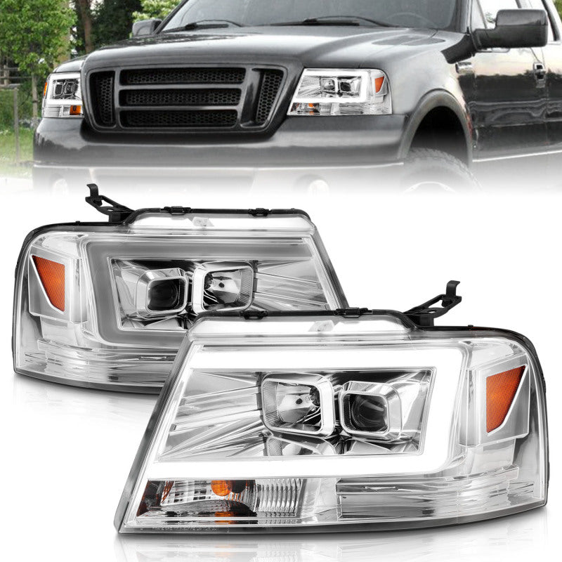 ANZO Projector C-Bar Headlights, Chrome - 2004-2008 Ford F-150 - ANZO part 111542
