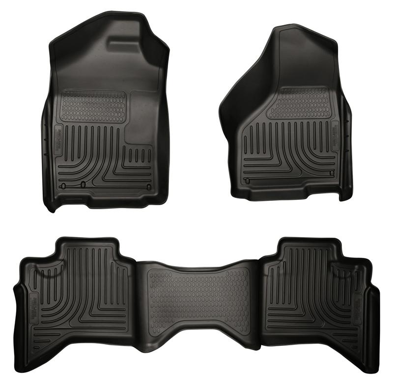 Husky Liners WeatherBeater Floor Liners - Ram 1500 - 09-12 Dodge Ram 1500 Quad Cab WeatherBeater Black Front & Second Seat Floor Liner (part 99011)