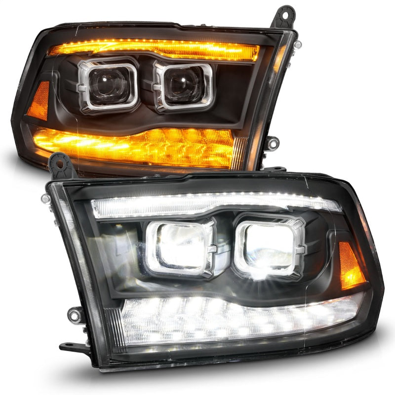 ANZO Full LED Projector Plank Style Sequential Headlights w/ Initiation Lighting, Black - 2009-2018 Ram 1500, 2010-2018 Ram 2500/3500 (For all models) - ANZO part 111595 view 2