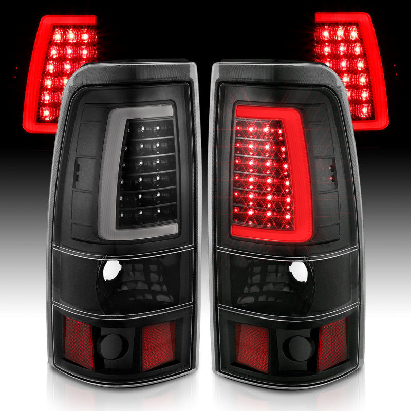 ANZO LED C-Bar Tail Lights, Black Housing, Clear Lens - 1999-2002 Chevy Silverado 1500/2500, 2001-2003 Chevy Silverado 3500, 1999-2006 GMC Sierra 1500/2500 - ANZO part 311330 view 4
