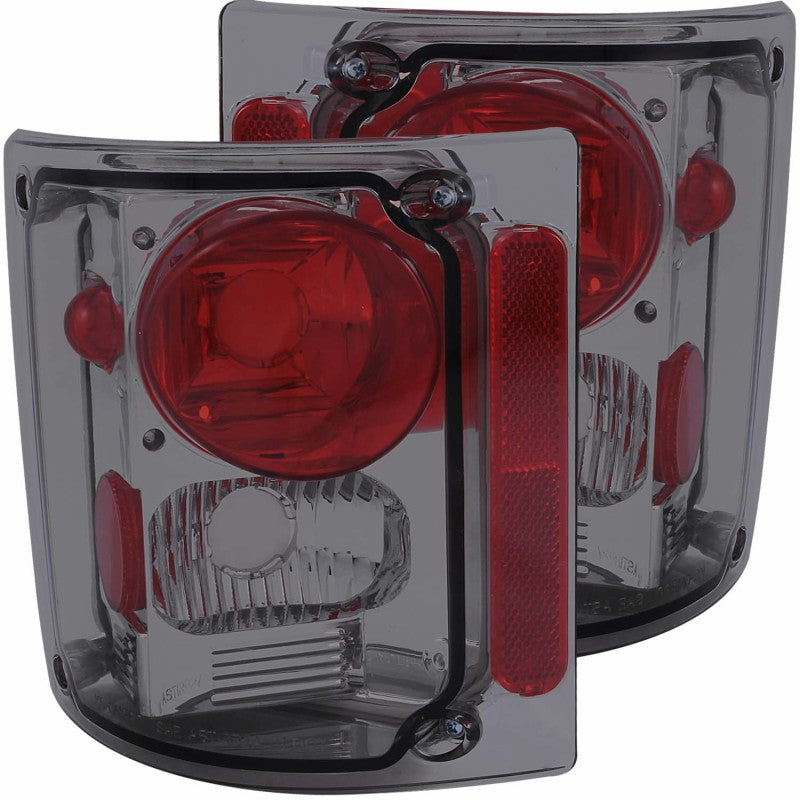 ANZO Euro Tail Lights, Chrome Housing, Smoke Lens - 1973-1987 Chevy/GMC C/K 10/20/30, 1973-1991 Chevy Suburban & Blazer, 1973-1991 GMC Jimmy - ANZO part 211153