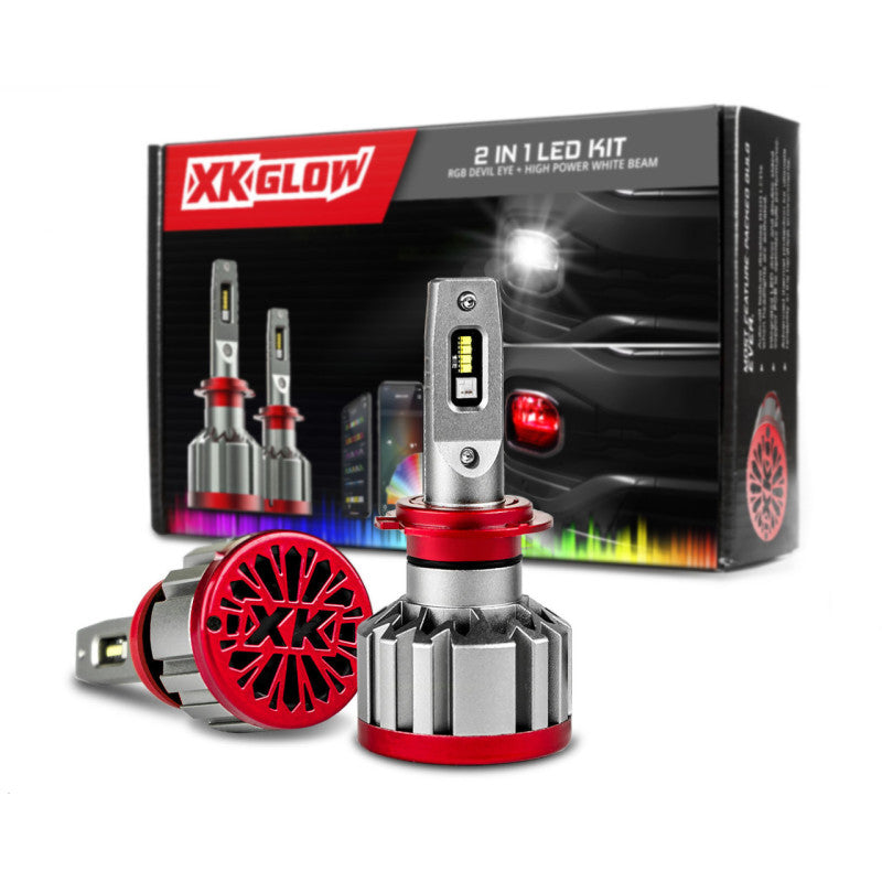 XKGLOW RGB 2In1 LED Headlight Bulb Million Color XKCHROME App RGB/LED Headlight Kit - 2x HB4 - XK045004-HB4
