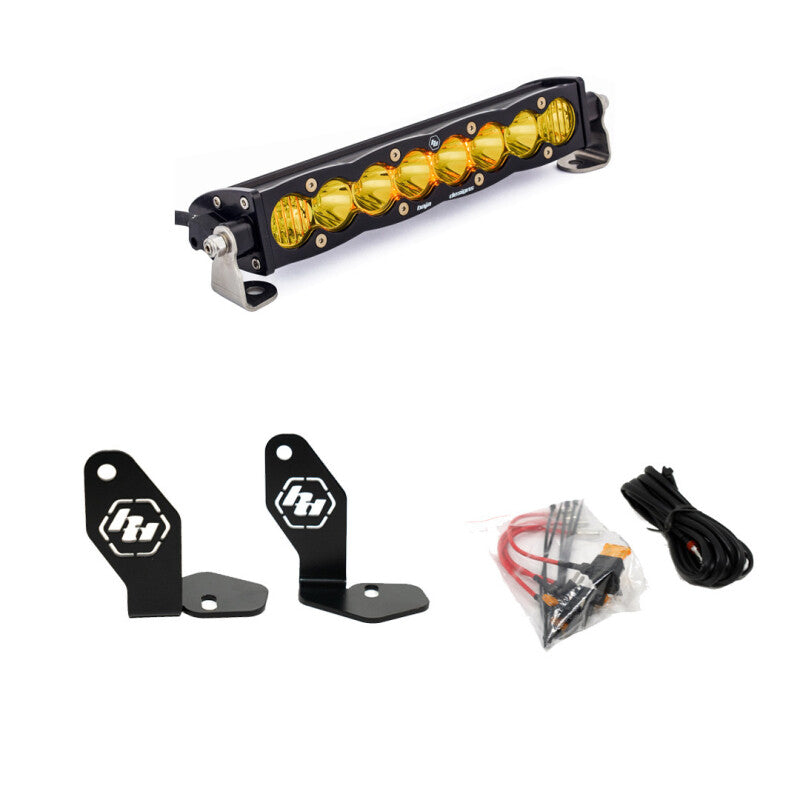 Baja Designs LED Light Kits - UTV & Side-by-Side - Polaris Pro-R S8 10in Hood Mount Kit - Amber (part 448102)