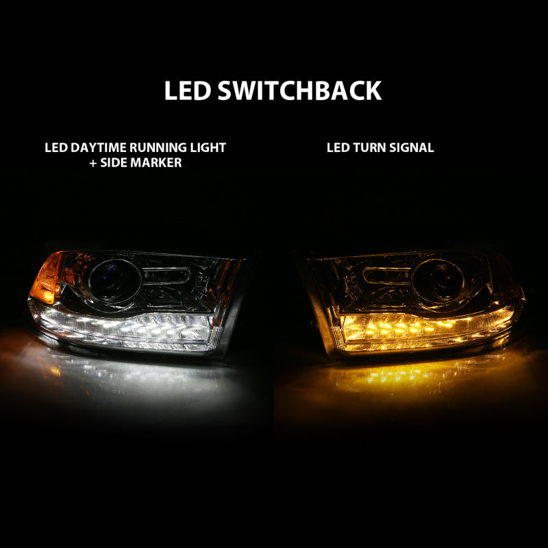 ANZO Projector Plank Style Switchback Headlights, Chrome - 2009-2018 Ram 1500, 2010-2018 Ram 2500/3500 (For all models) - ANZO part 111440 view 5