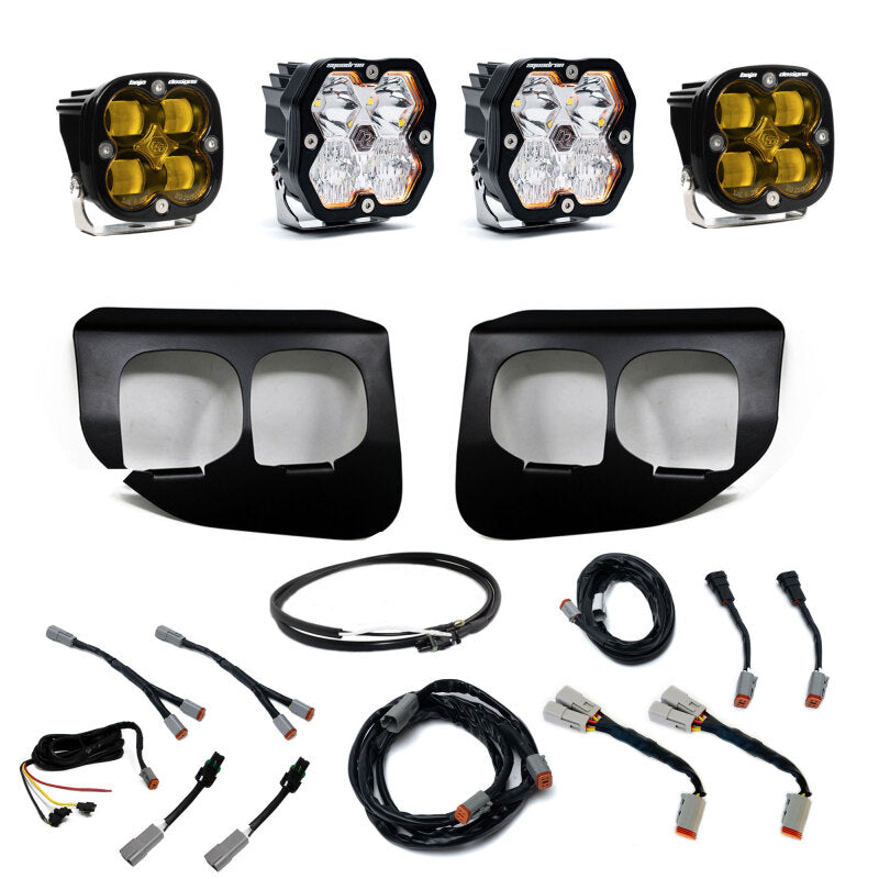 Baja Designs LED Light Kits - Ford Super Duty - 20-22 Ford SD Squadron 2.0 Fog Pocket Kit SAE/Sport w/Upfitter (Driving/Combo) - Amber (part 440042UP)