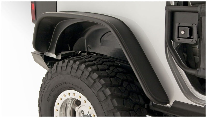 Bushwacker Flat Style Flares 2pc Fits 2-Door Sport Utility Only for 2007-2018 Jeep Wrangler - Black