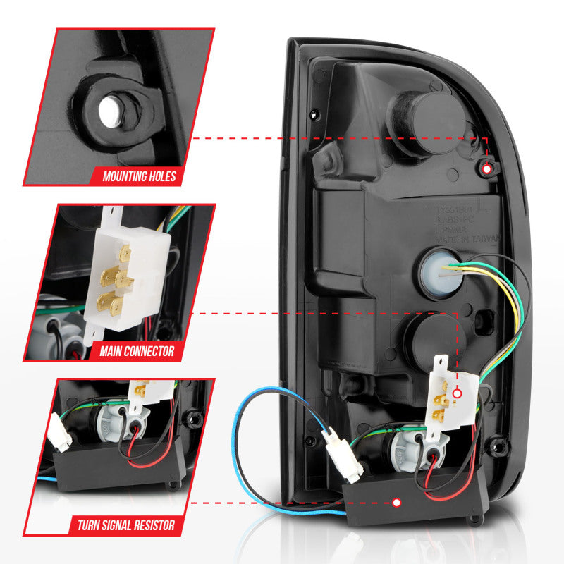 ANZO LED Tail Lights, Chrome Housing, Clear Lens - 1995-2000 Toyota Tacoma - ANZO part 311355 view 4
