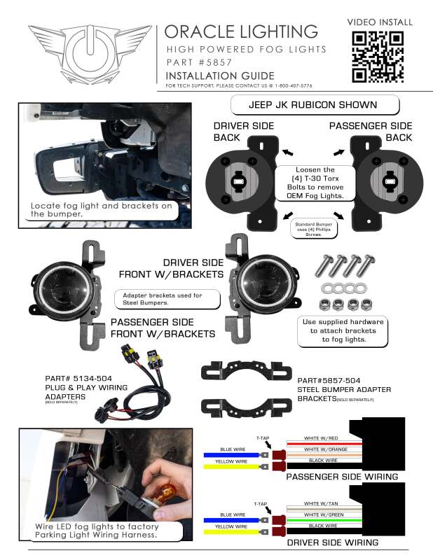 ORACLE Lighting LED Fog Light Adapter Brackets for Steel Bumper Wrangler - 5857-504 - view 6