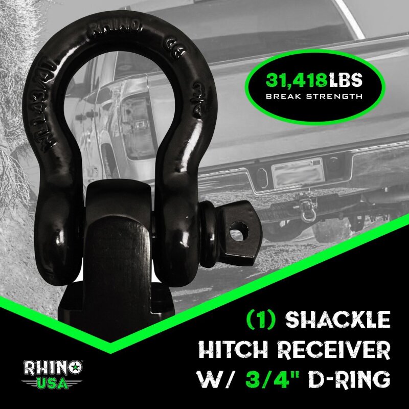 Rhino USA Shackle Hitch Receiver W/ D-Ring (Red) - RG-HTHITCH2-RED - view 4