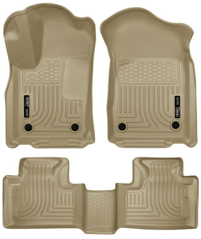 Husky Liners WeatherBeater Floor Liners - Jeep, Dodge, Ram & Chrysler - 16-22 Dodge Durango Weatherbeater Tan Front & 2nd Seat Floor Liners (part 99153)