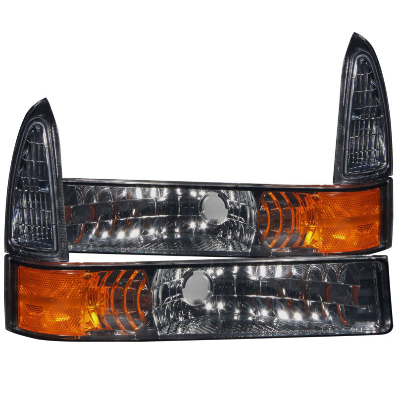 ANZO Euro Parking/Signal Lights, Smoke Lens, Amber Reflector - 2000-2004 Ford Excursion, 1999-2004 Ford F-250/F-350 - ANZO part 511041