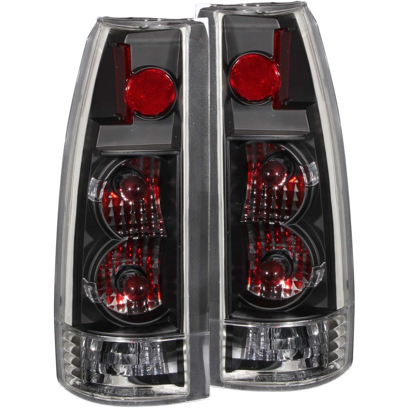 ANZO Euro Tail Lights, Black - 1988-1998 Chevy/GMC C/K 1500/2500, 1988-2000 Chevy/GMC C/K 3500, 1992-1999 Chevy Suburban, 1992-1994 Chevy Blazer, 1995-1999 Chevy Tahoe, 1992-1999 GMC Yukon - ANZO part 211144