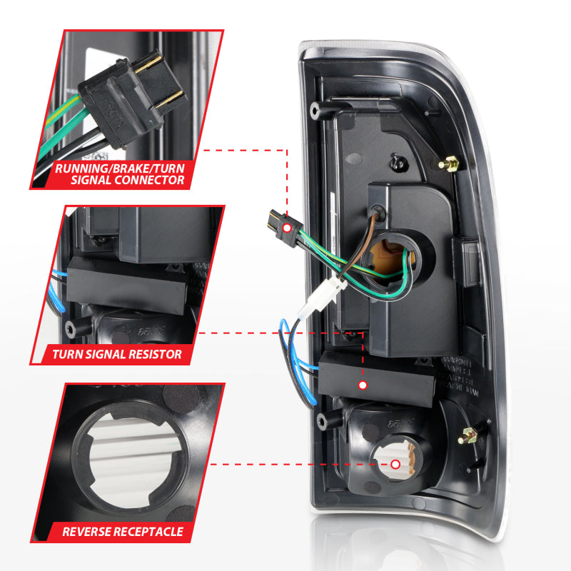 ANZO LED C-Bar Tail Lights, Black Housing, Smoke Lens - 1997-2003 Ford F-150, 1997-2007 Ford F-250, 1999-2007 Ford F-350 - ANZO part 311378 view 4