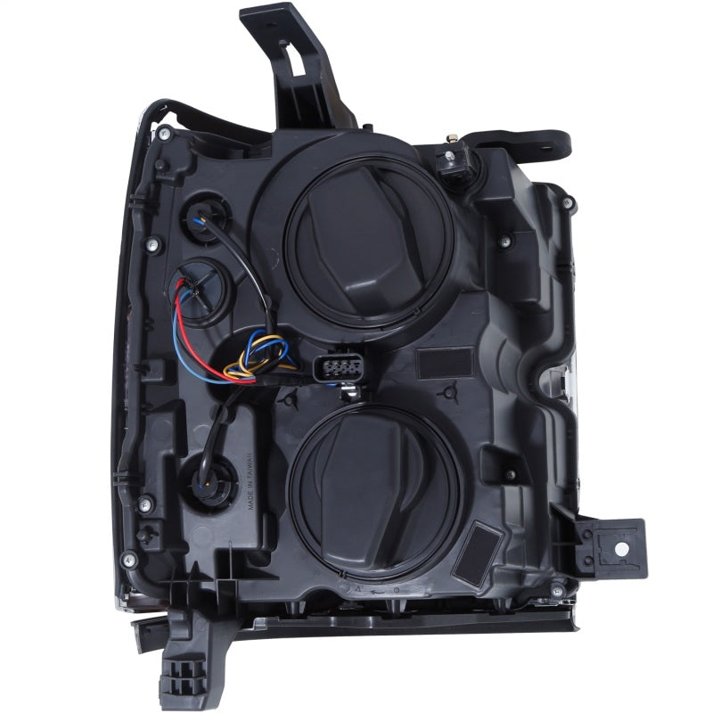 ANZO Projector Switchback Headlights, Black, Chrome Trim - 2015-2019 Chevy Silverado 2500HD/3500HD (Halogen models only) - ANZO part 111365 view 3