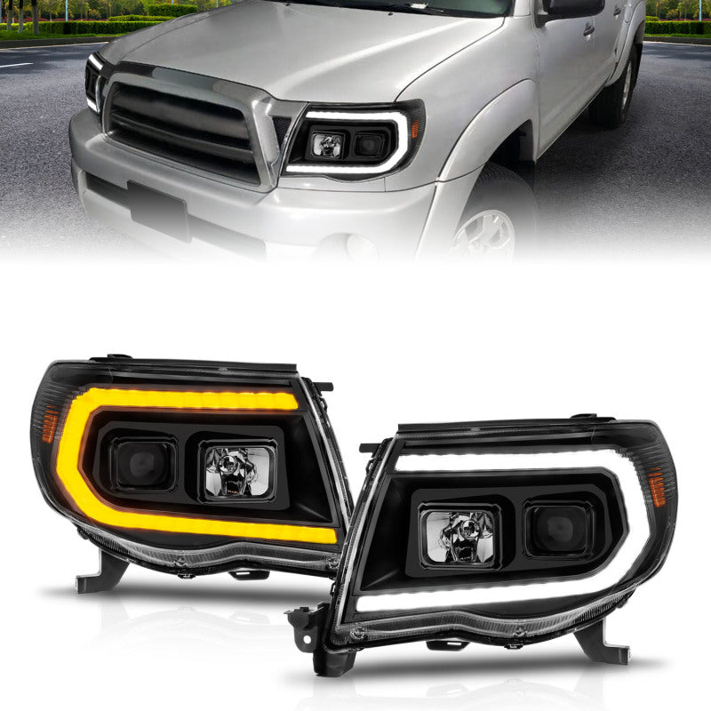 ANZO LED Projector Plank Style Sequential Headlights, Black - 2005-2011 Toyota Tacoma - ANZO part 111564