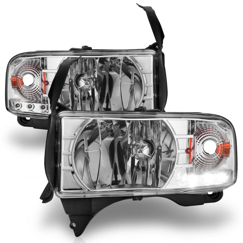 ANZO Crystal Headlights w/ LED Accent, Chrome - 1994-2001 Ram 1500, 1994-2002 Ram 2500/3500 - ANZO part 111206 view 3