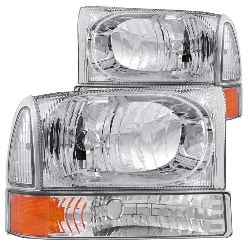 ANZO Crystal Headlights w/ Corner Lights, Chrome - 2000-2004 Ford Excursion, 1999-2004 Ford F-250/F-350 - ANZO part 111081 view 2