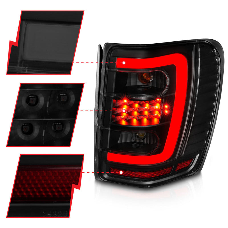 ANZO LED C-Bar Tail Lights, Black Housing, Smoke Lens - 1999-2004 Jeep Grand Cherokee - ANZO part 311395 view 3