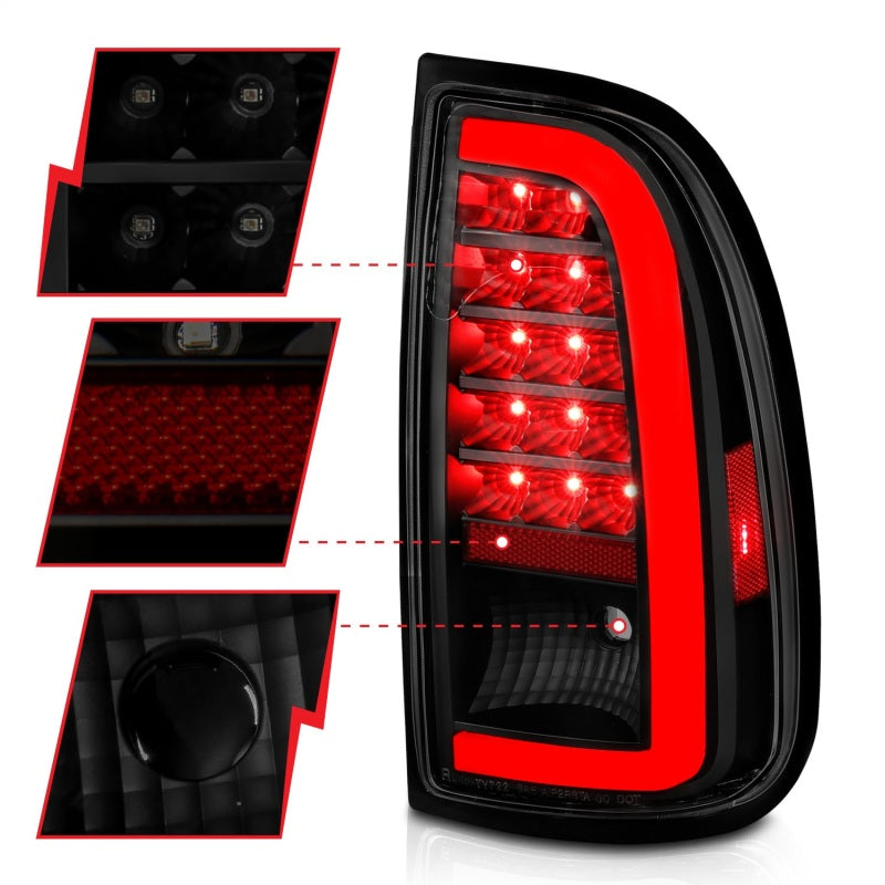 ANZO LED Light Bar Tail Lights, Black Housing, Smoke Lens - 2000-2006 Toyota Tundra (Std bed regular cab, access cab) - ANZO part 311412 view 3