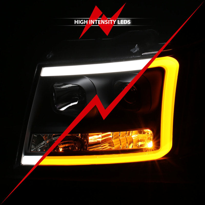 ANZO Projector Plank Style Switchback Headlights, Black - 2007-2014 Chevy Tahoe & Suburban, 2007-2013 Chevy Avalanche - ANZO part 111402 view 5