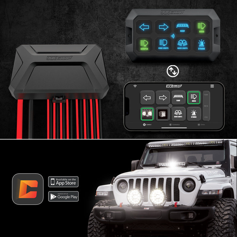 XKGLOW XKcommand Bluetooth Switch Panel for Lights 12V Accessory Offroad - XKCMDKIT1