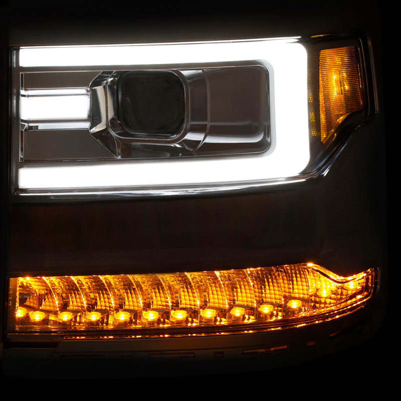 ANZO Projector Plank Style Headlights, Chrome, No Bulbs - 2016-2018 Chevy Silverado 1500 (For HID, no HID bulb included) - ANZO part 111374 view 3