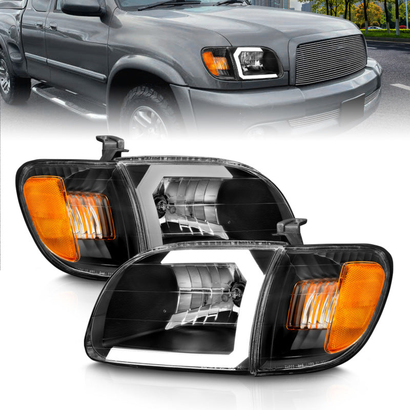 ANZO Crystal Plank Style Headlights w/ Corner Lights, Black - 2000-2004 Toyota Tundra - ANZO part 111579