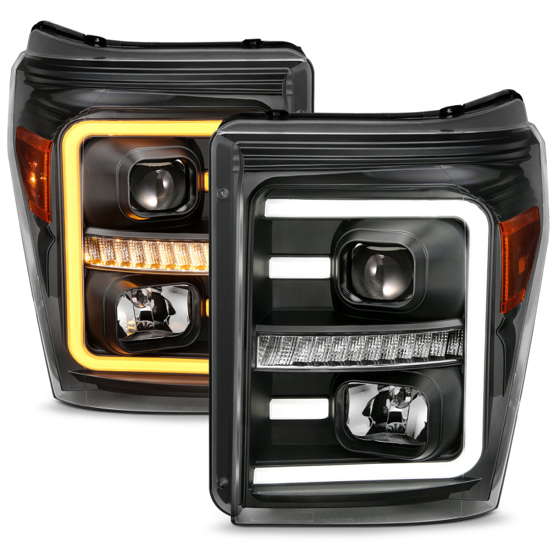 ANZO Projector Plank Style Switchback Headlights, Black - 2011-2016 Ford F-250/F-350 - ANZO part 111406