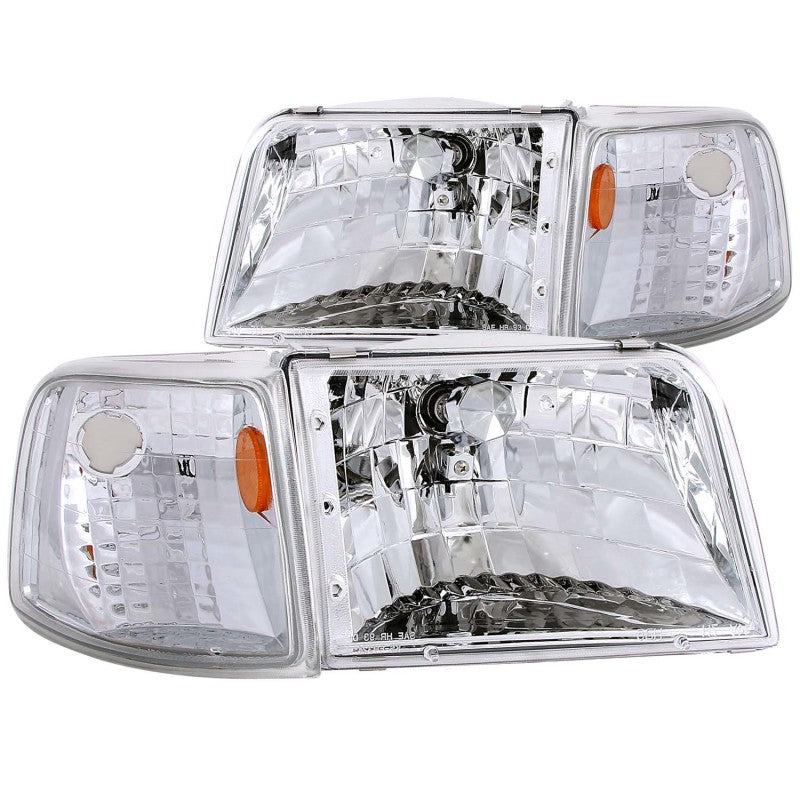ANZO Crystal Headlights w/ Corner Lights, Chrome - 1993-1997 Ford Ranger - ANZO part 111119