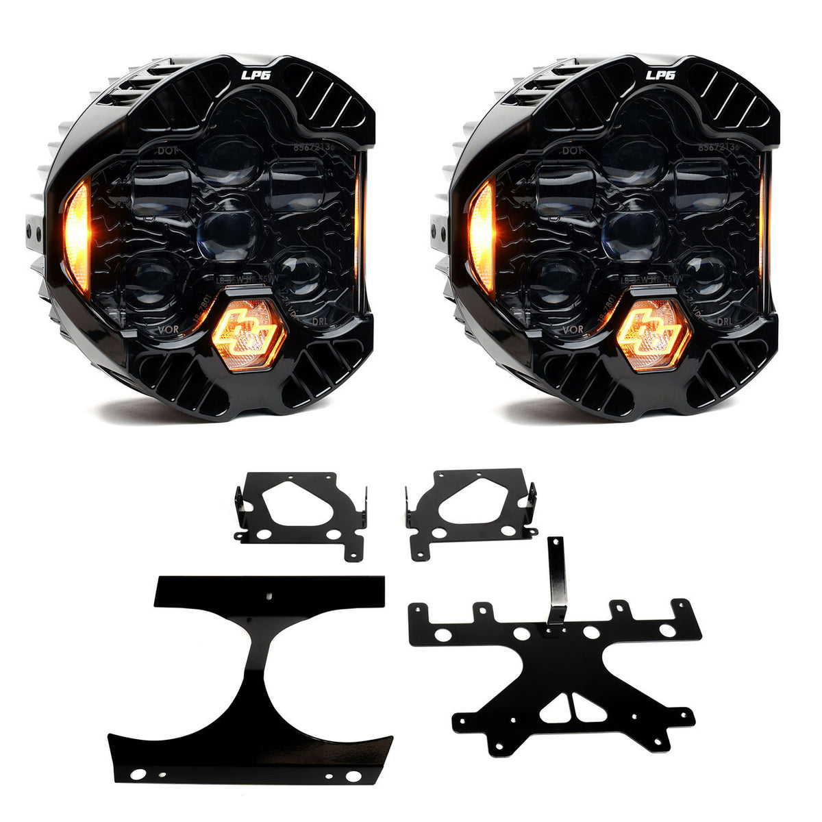 Baja Designs SAE & DOT Road-Legal LED Light Kits - Motorcycle & Dual Sport - 14-23 Harley-Davidson Road Glide (Dual Light) DOT LP6 LED DRL Headlight Kit - Amber (part 448113)