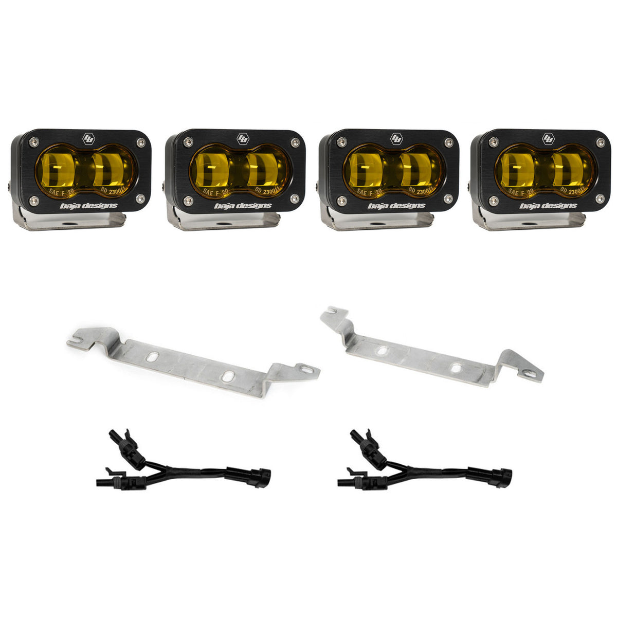 Baja Designs SAE & DOT Road-Legal LED Light Kits - Toyota - 2025 Toyota 4Runner S2 SAE Fog Pocket Light Kit - Amber (part 448283)