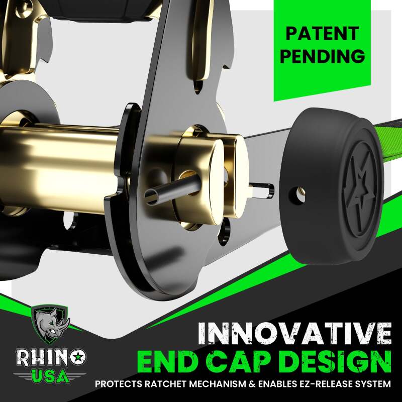 Rhino USA Medium Duty Ratchet Strap Tie-Down 4-Pack (Green) - RCHT-4PACK-GRN - view 4