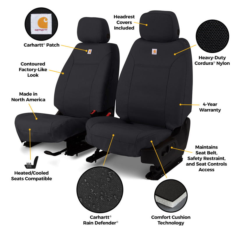 Covercraft 24-25 Jeep Wrangler Buckets Carhartt Super Dux Precision Fit Custom Front Row Seat Cover - GTJ4551ABCOBK - view 2