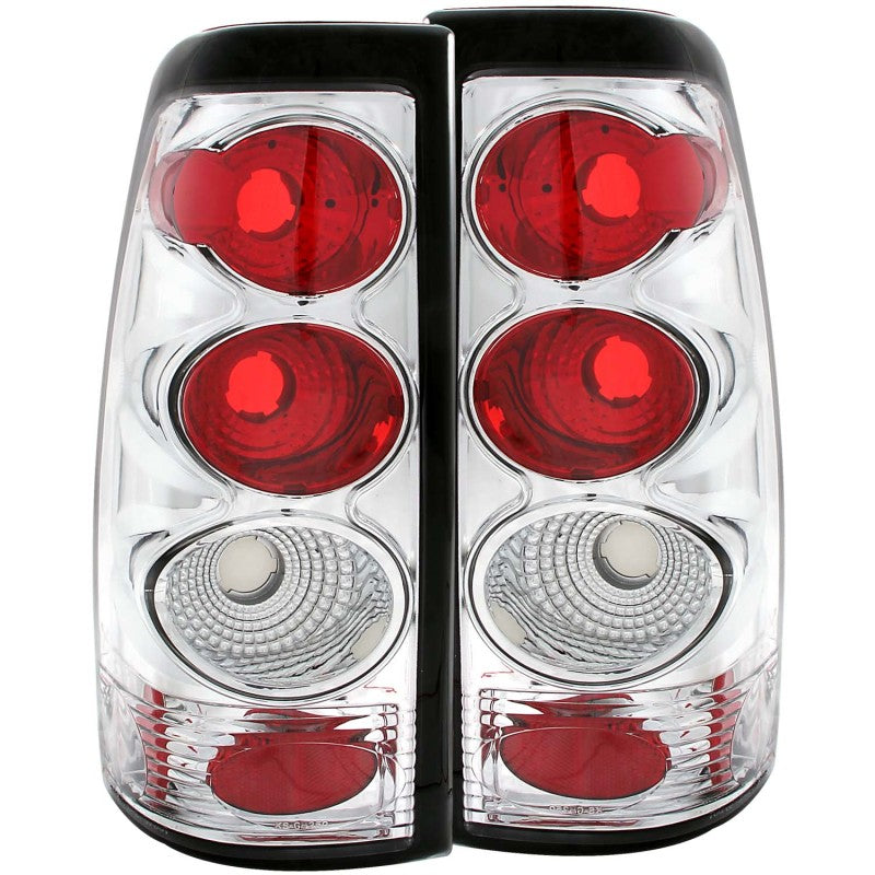 ANZO Euro Tail Lights, Chrome - 1999-2002 Chevy Silverado 1500, 2001-2003 Chevy Silverado 3500, 1999-2006 GMC Sierra 1500/2500 - ANZO part 211023