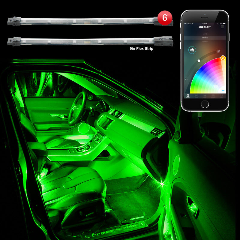 XKGLOW Flex Strip Million Color XCHROME Smartphone App Controlled Undercar Kit 6x10In - KS-Car-Mini