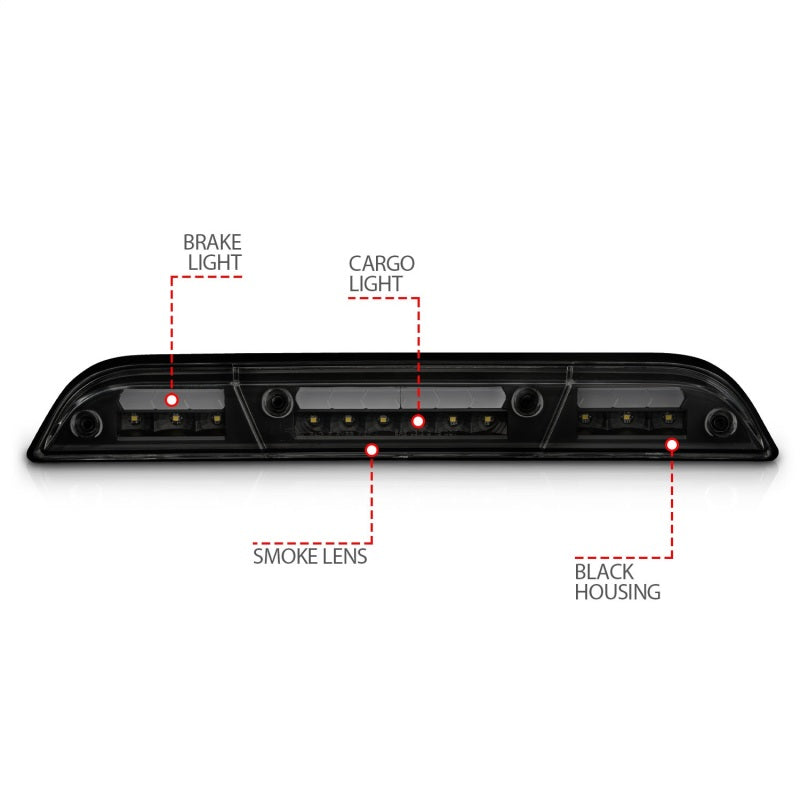 ANZO G2 LED 3rd Brake Light, Black Housing, Smoke Lens - 2015-2023 Ford F-150, 2017-2022 Ford F-250/F-350/F-450, 2019-2023 Ford Ranger - ANZO part 531112 view 4