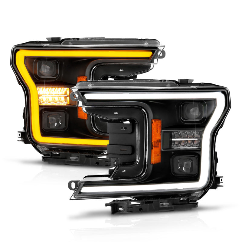 ANZO Full LED Projector Plank Style Sequential Headlights w/ Initiation Lighting, Black - 2018-2020 Ford F-150 (For factory halogen models only) - ANZO part 111570 view 2