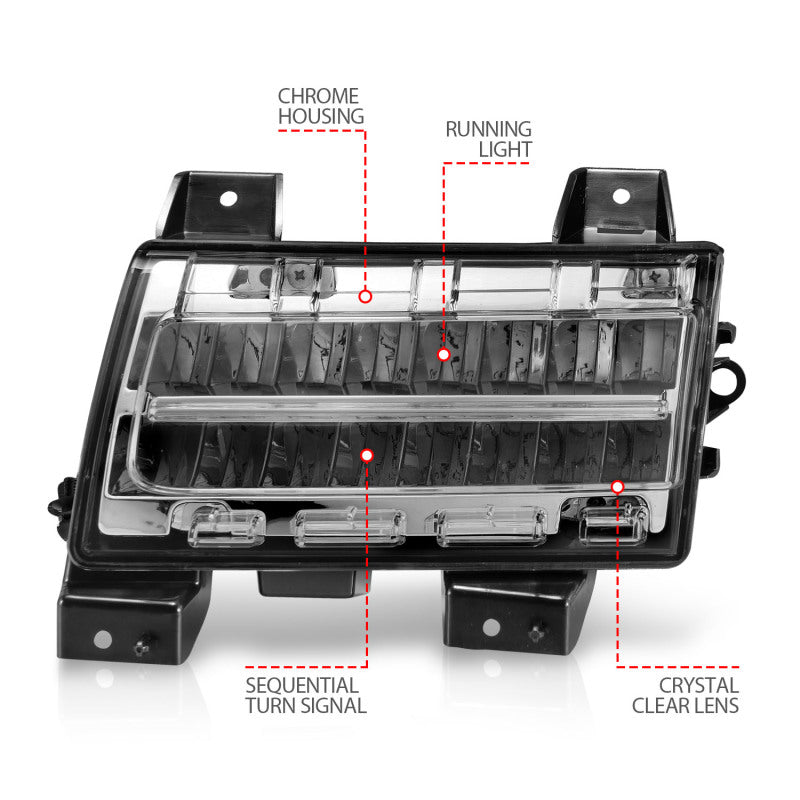 ANZO Full LED Sequential Fender Lights, Chrome - 2018-2025 Jeep Wrangler (For Sport, Sport S model halogen fender lights) - ANZO part 511086 view 7