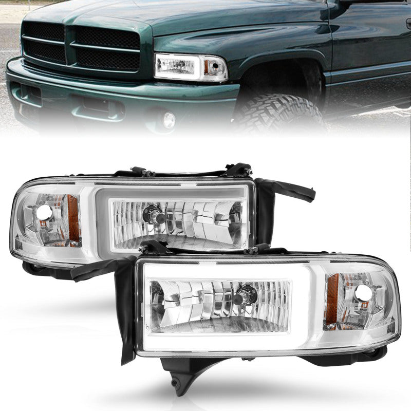 ANZO Crystal Plank Style Headlights, Chrome - 1994-2001 Ram 1500, 1994-2002 Ram 2500/3500 (Dual light models only) - ANZO part 111555