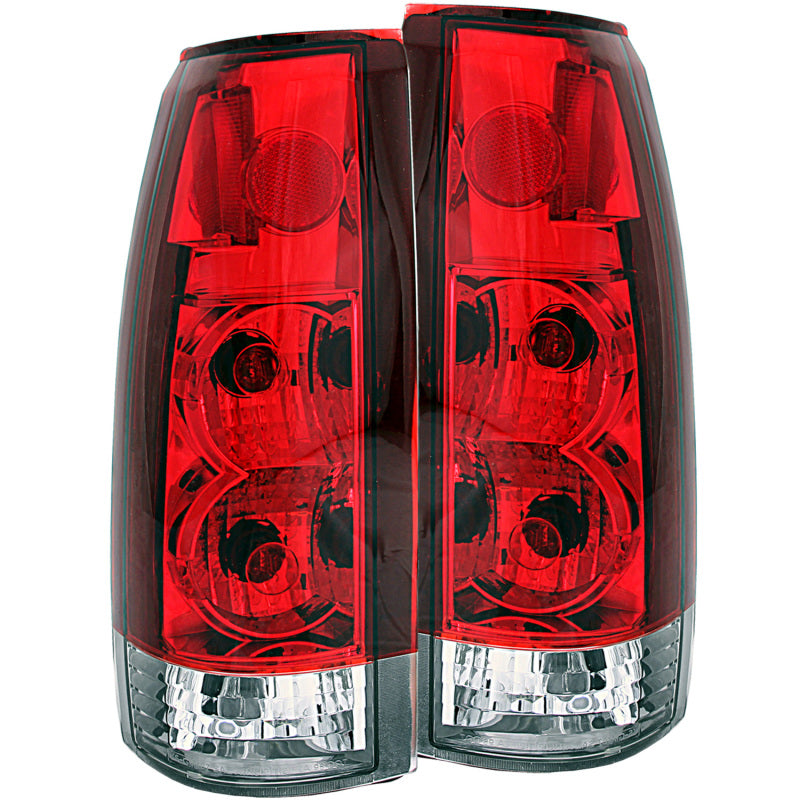 ANZO Euro Tail Lights, Chrome Housing, Red/Clear Lens - 1988-1998 Chevy/GMC C/K 1500/2500, 1988-2000 C/K 3500, 1992-1999 Chevy Suburban, 1992-1994 Blazer, 1995-1999 Tahoe, 1992-1999 GMC Yukon - ANZO part 211140