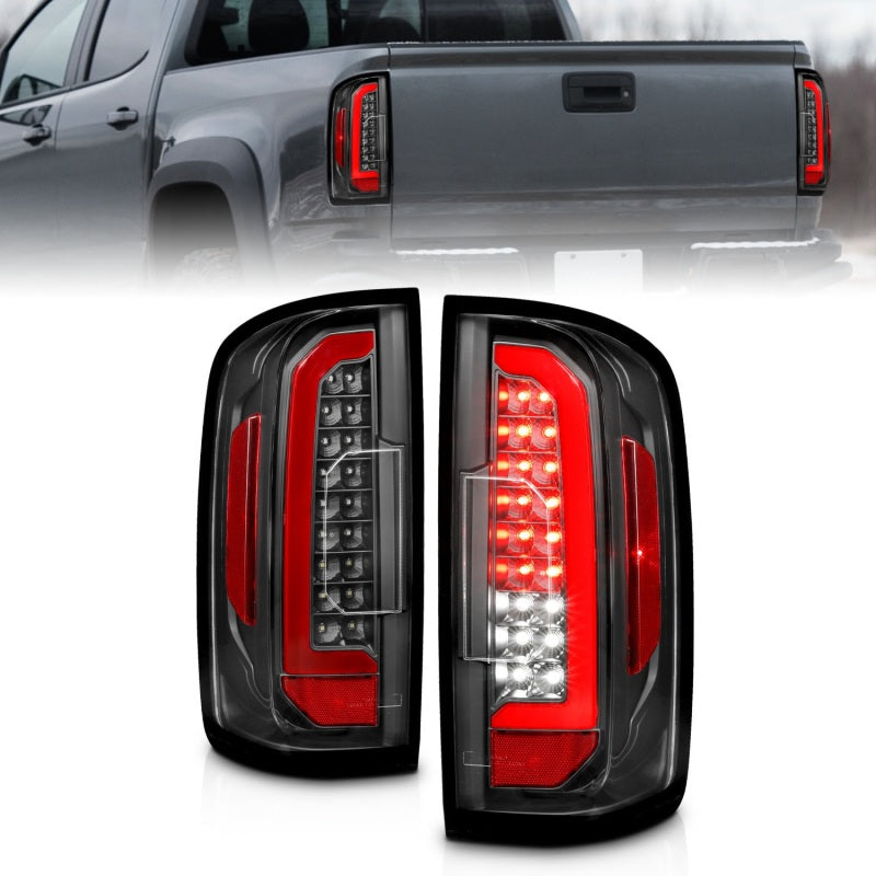 ANZO Full LED Light Bar Tail Lights, Black Housing, Clear Lens - 2015-2022 Chevy Colorado - ANZO part 311432