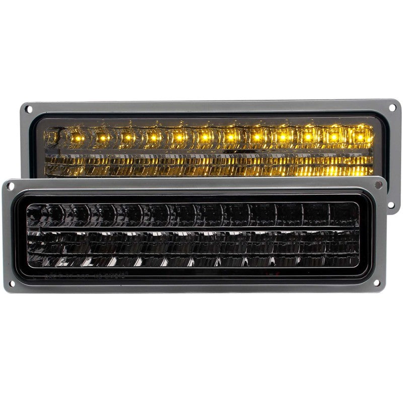 ANZO LED Parking/Signal Lights, Chrome Housing, Smoke Lens - 1988-1998 Chevy/GMC C/K 1500/2500, 1988-2000 C/K 3500, 1992-1999 Chevy Suburban, 1992-1994 Blazer, 1995-1999 Tahoe, 1992-1999 GMC Yukon - ANZO part 511068