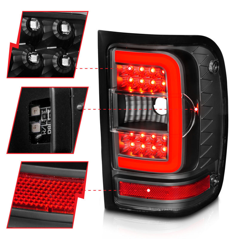 ANZO LED C-Bar Tail Lights, Black Housing, Clear Lens - 2001-2011 Ford Ranger (Not for 05-07 STX models) - ANZO part 311390 view 3