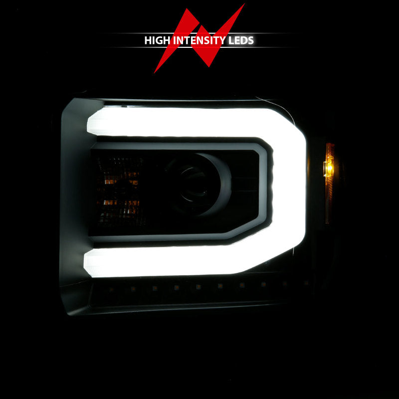 ANZO Projector C-Bar Headlights w/ DRL, Black - 2014-2015 GMC Sierra 1500, 2015-2019 GMC Sierra 2500HD/3500HD (Halogen type model with factory LED DRL) - ANZO part 111513 view 5