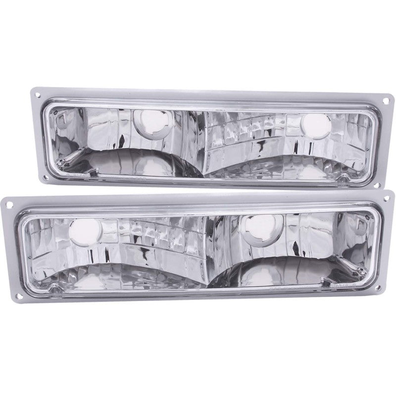 ANZO Euro Parking/Signal Lights, Chrome Housing, Clear Lens - 1988-1998 Chevy/GMC C/K 1500/2500, 1988-2000 C/K 3500, 1992-1999 Chevy Suburban, 1992-1994 Blazer, 1995-1999 Tahoe, 1992-1999 GMC Yukon - ANZO part 511032