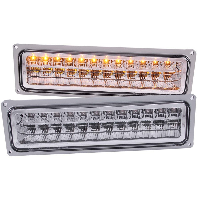 ANZO LED Parking/Signal Lights, Chrome Housing, Clear Lens - 1988-1998 Chevy/GMC C/K 1500/2500, 1988-2000 C/K 3500, 1992-1999 Chevy Suburban, 1992-1994 Blazer, 1995-1999 Tahoe, 1992-1999 GMC Yukon - ANZO part 511048