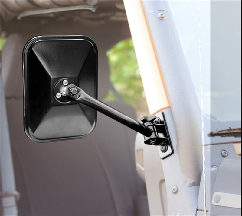 Rugged Ridge Black Rectangular Quick Release Mirror for 1997-2018 Jeep Wrangler