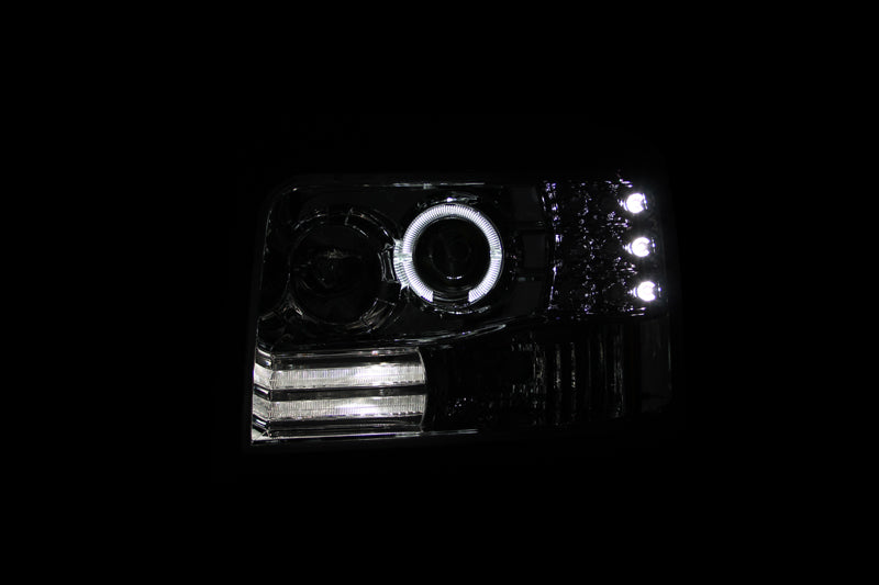 ANZO LED Projector Halo Headlights, Chrome - 1992-1996 Ford F-150 & Bronco, 1992-1998 Ford F-250/F-350 - ANZO part 111183 view 3